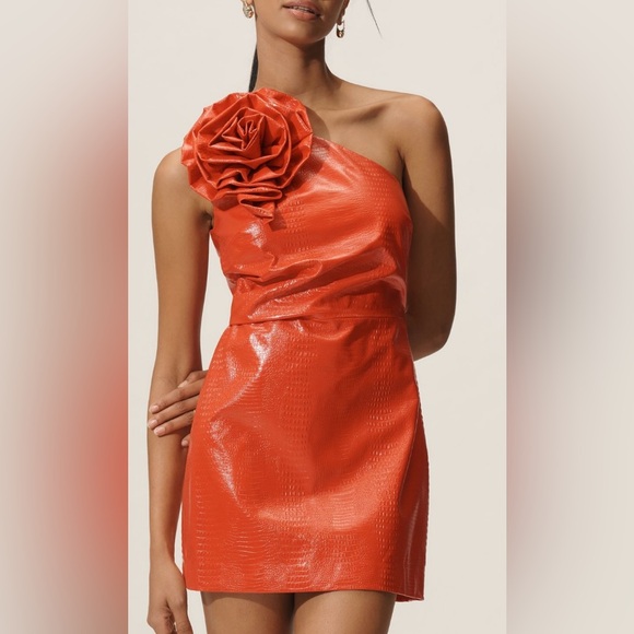 Anthropologie Dresses & Skirts - ‼️FINAL PRICE‼️Anthropologie Faux leather rosette mini dress - new with tags